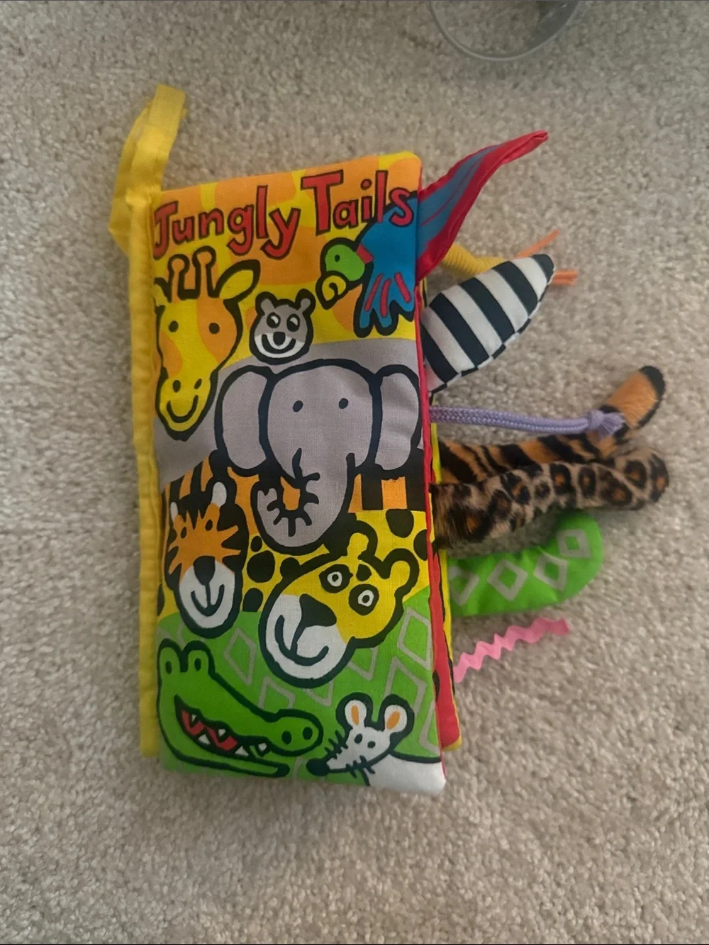 Jellycat Jungly Tails Soft Activity Book - Yellow, Green, Red, Blue, Pink